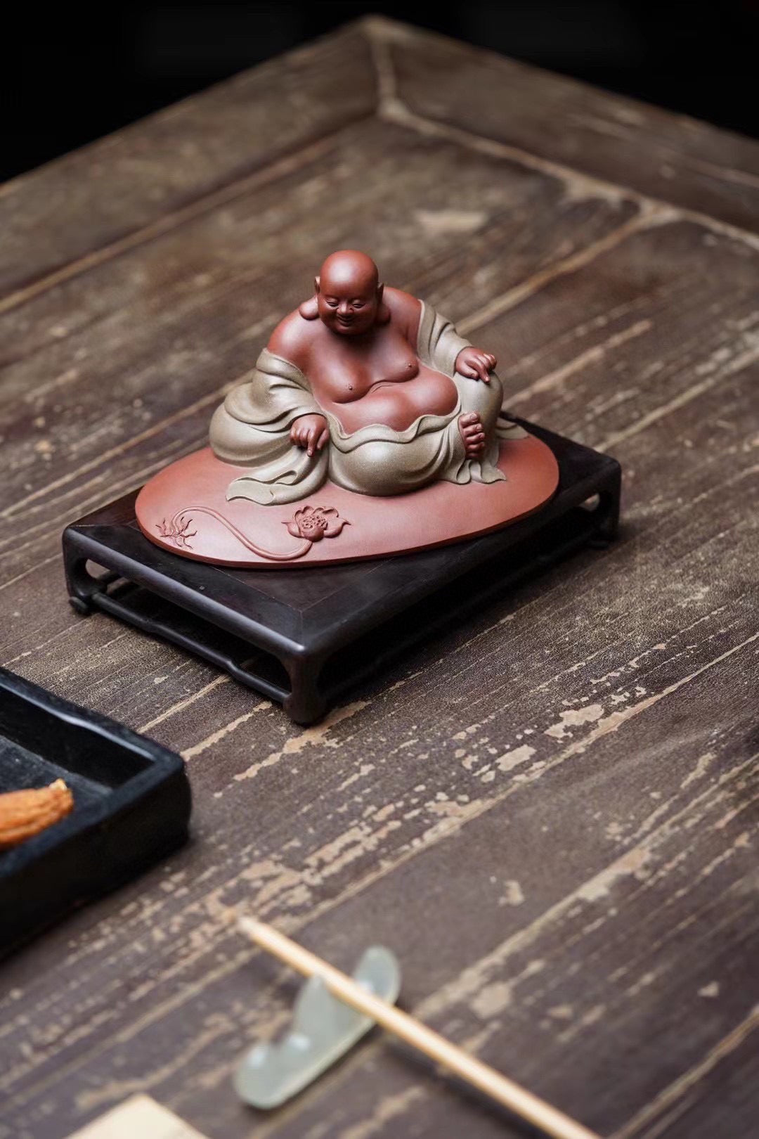 otus Land of Blessings – Maitreya Buddha (莲生福地弥勒佛摆件) Zisha Figurine